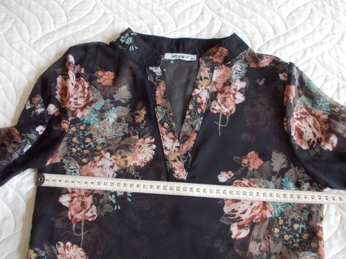 Romantische Festliche Dame Marken Bluse XS geblumt Schwarz durchsichtig - Bild 3 von 6