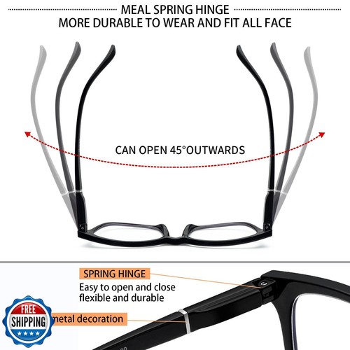 5 Pack Blue Light Blocking Reading Glasses Fashion Square Computer Readers fo - Picture 4 of 5