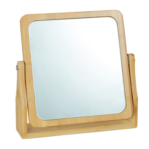 Miroir cosmétique Bambou Miroir de table salle de bain pivotant Maquillage - Photo 1/8