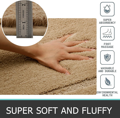 Pauwer Microfiber Soft Bath Mat Set 2 Piece Absorbent Bathroom Toilet Rug - Picture 5 of 12