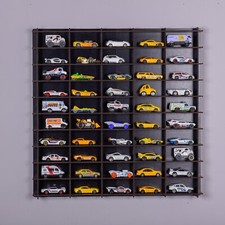 1:64Toy Car Wall Shelf, Hotwheels, Matchbox Compatible Display Case for 50 Cars