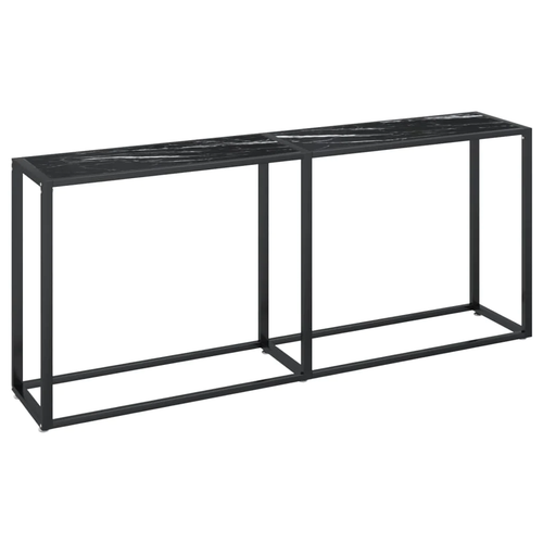 NNEVL Console Table Black Marble 180x35x75.5cm Tempered Glass - Picture 2 of 8