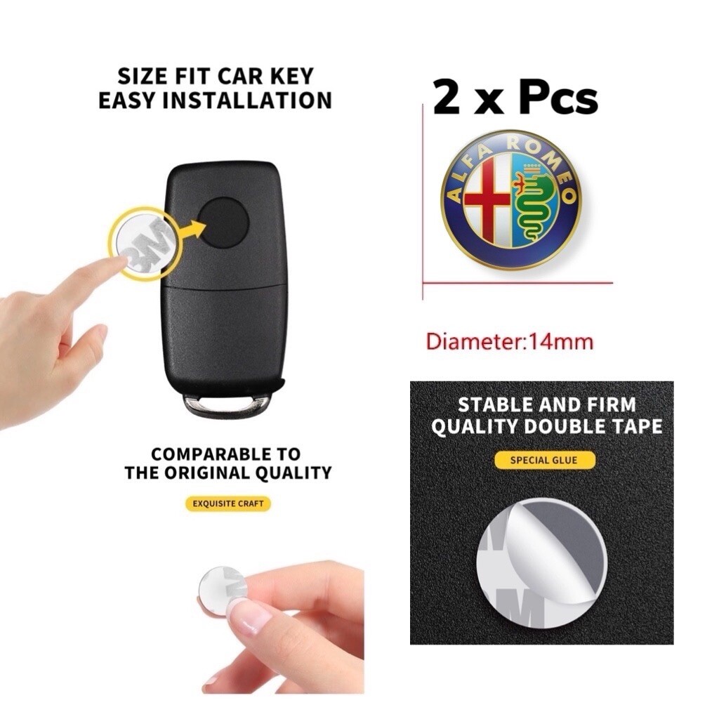 2x Alfa Romeo Car Keys Replacement Epoxy Sticker Logo