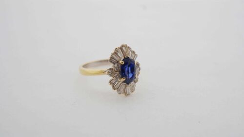 18K Yellow Gold Blue Sapphire Ring #25843B - Picture 6 of 7