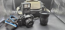 Vivitar V3800N 35mm Camera W/ Bag, Flash, 2 Lens Carry Strap - READ