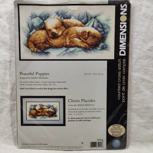 Dimensions Peaceful Puppies Dogs Animal Cross Stitch Kit 35215 9" x 16" Complete - Picture 6 of 24