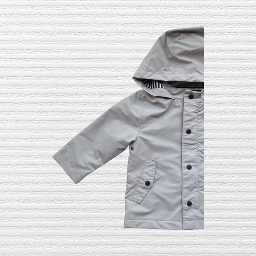 New Zara Baby Boys Classic Hooded Rain Jacket Gray Full Zip Full Snap Size 9-12M - Picture 5 of 12