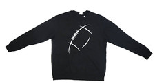 Port & Company Fan Favorite Black Football Fleece Crewneck Sweatshirt Mens Large