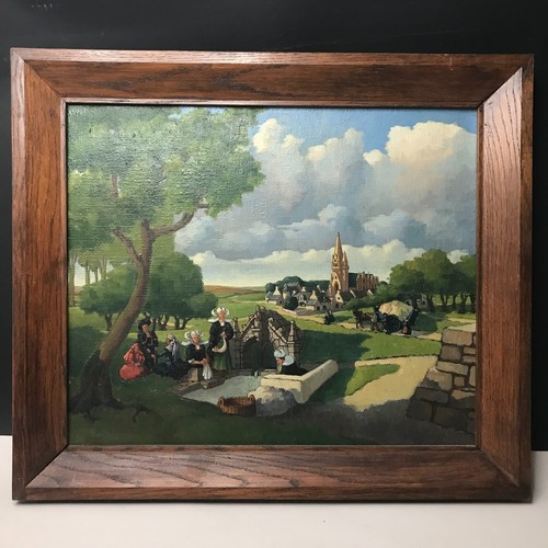 PLOUGASTEL washers signed GUERIN painting BRITAIN antique vintage painting μ - Picture 2 of 14