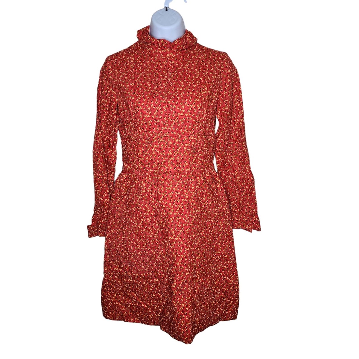 Vintage 70s Long Sleeve Quilted High Neck Dress Womens XS Vintage 70s Long Sleeve Quilted High Neck Dress Womens XS