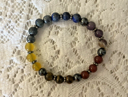 Chakra Bracelets Lot of 3 Lava Quartz Healing Stretch - Picture 3 of 5
