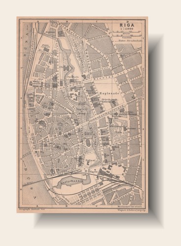 RIGA LETTLAND Original Landkarte 1892 ORIGINAL Landkarte Stadt Riga Lettland Republika - Bild 6 von 6