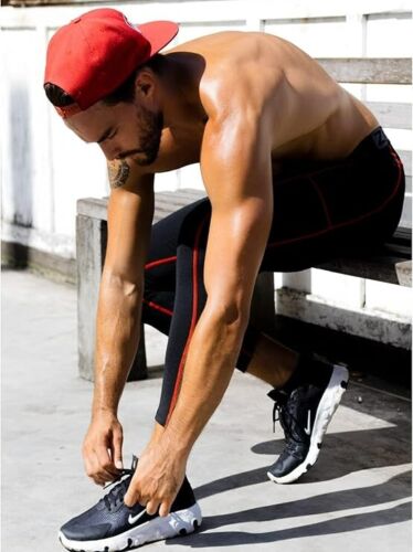 HUAKANG 2 Pack Compression Tights Mens Running Leggings Cool Quick Dry Base Gym - Picture 9 of 12