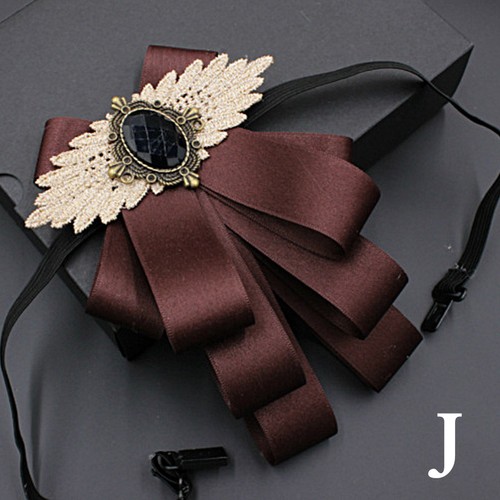 New Men Ribbon Wedding Pre Tied Bow Tie Rhinestone Crystal Brooch Pin Clip Decor - Picture 12 of 27