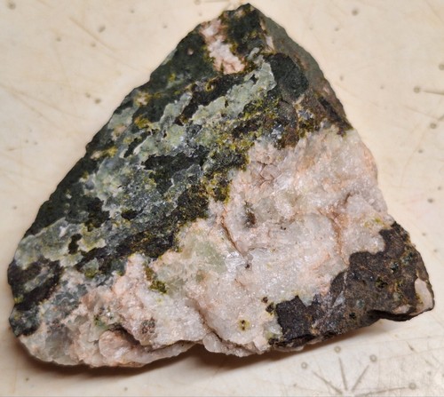 Epidote Crystals With Calcite In  Basalt From Copper Mine Michigan Keweenaw - Picture 2 of 4