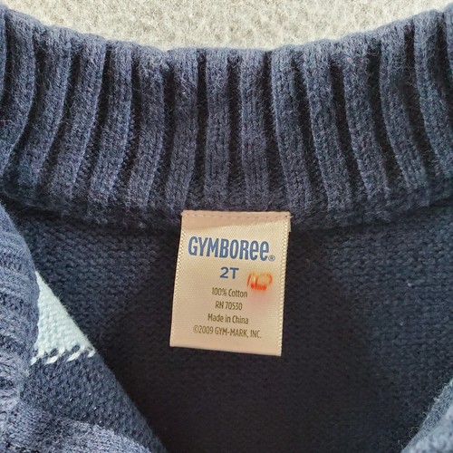 Gymboree Boys Navy & Light Blue Argyle Long Sleeve 1/4 Zip Sweater Size 2T - Picture 3 of 7