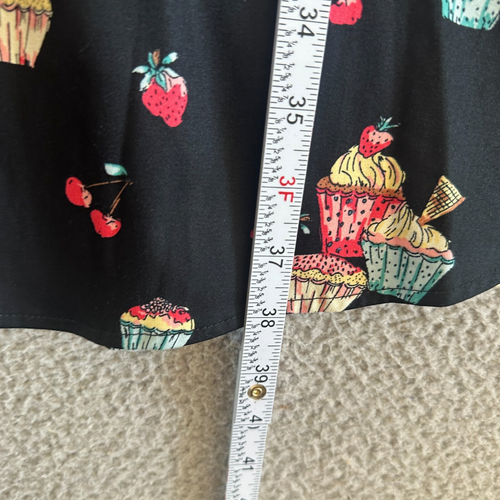 Eva Rose Attic Salt Cupcakes Dress XL Black Fit Flare Retro Colorful - Picture 5 of 23