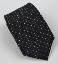 Black  Brown Silk Tie Black White Polka Dots Men Necktie Skinny 58 x 2.75