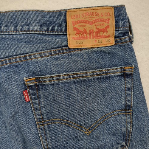 Jeans Levis 505 Para Hombre 36x30 Azul Denim Pierna Recta Cremallera Mosca Clásico Estilo EE. UU. - Imagen 9 de 12