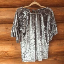 Doe & Rae Gray/Silver Whimsigoth Crushed Velvet Top Small