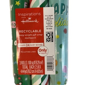 Hallmark INSPIRATIONS Wrapping Paper • Easy Cutlines • 3 Rolls 100 sq. ft.