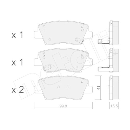 Kit Pastiglie Freno Freno A Disco Metelli 22-0886-0 per Ssangyong Hyundai Kia