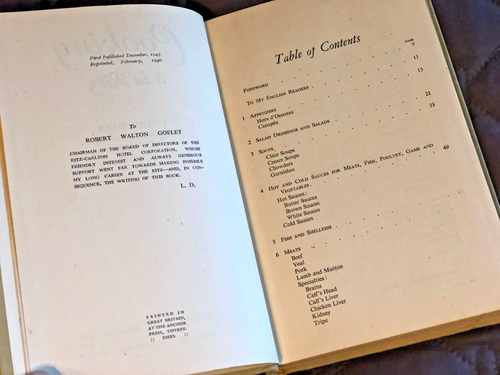 Cooking A La Ritz Louis Diat reprint 1946 HB no DJ London COOKING A LA RITZ - Picture 2 of 7