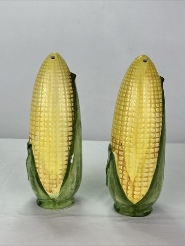 Vintage Corn on the Cob Salt and Pepper Shakers 6"  Yellow Green - Picture 5 of 7