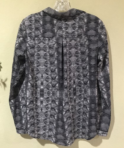 Olive & Oak Women Button Front Top Shirt Faux Leather Trim Long Sleeve Sz S W6 - Bild 2 von 5