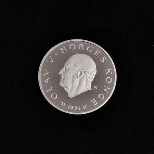 50 Kronen Norwegen 1991 Winterolympiade `94 Lillehammer "Kind auf Skiern" si PP - Bild 2 von 2