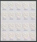 2006  4151 Wedding lavender Hearts sheet of 20 41¢ stamps