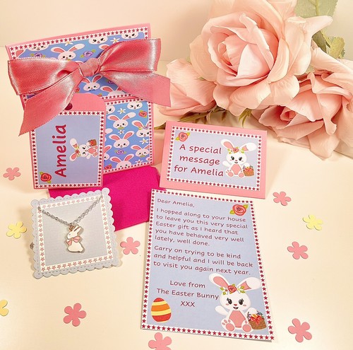 Personalised Easter Bunny Letter, Necklace, Gift Bag, Easter Hunt, Easter Gift - Picture 5 of 5