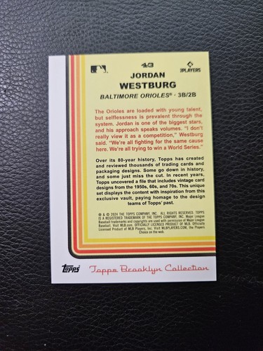 2024 Topps Brooklyn Collection Jordan Westburg Rookie RC Orange #/25 - Picture 2 of 2