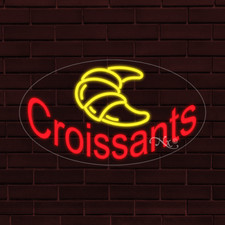 NEW "CROISSANTS" w/LOGO OVAL 28x16x1 INCH LED FLEX WINDOW/WALL INDOOR SIGN 34337
