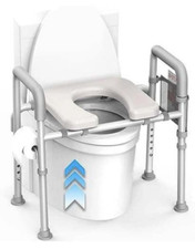 AGRISH Raised Toilet Seat with Handles Cozy Padded Elevated Medical Commode350lb