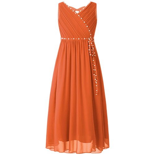Kids Girls Beaded Chiffon Dresses Bridesmaid Sleeveless Wedding Party Ball AU - Picture 28 of 59