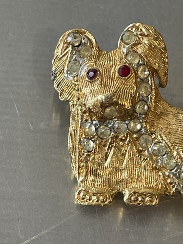 Shih Tzu Dog Brooch Pin Badge Vintage BSK Signed Designer Jewelry Costume Gold - Picture 2 of 4