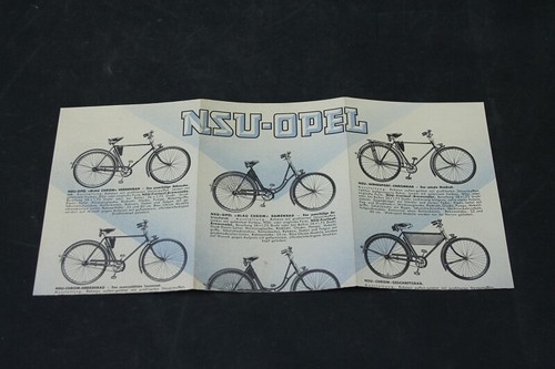 Age Print Handzettel NSU Opel Bicycle Advertisement Advertising Vintage - Picture 1 of 12