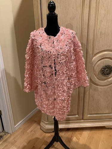 ZARA NEW WOMAN TEXTURED FLORAL KNIT COAT PINK SIZE: S 2488/105 - Picture 2 of 5