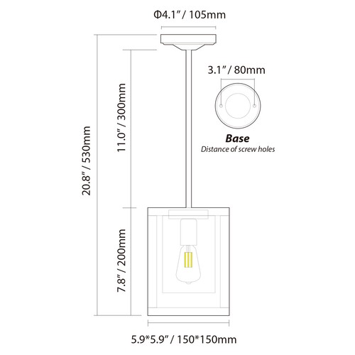Lámpara colgante de luz de techo colgante LED retro de vidrio gris tintado 12V 20,8" - Imagen 7 de 7