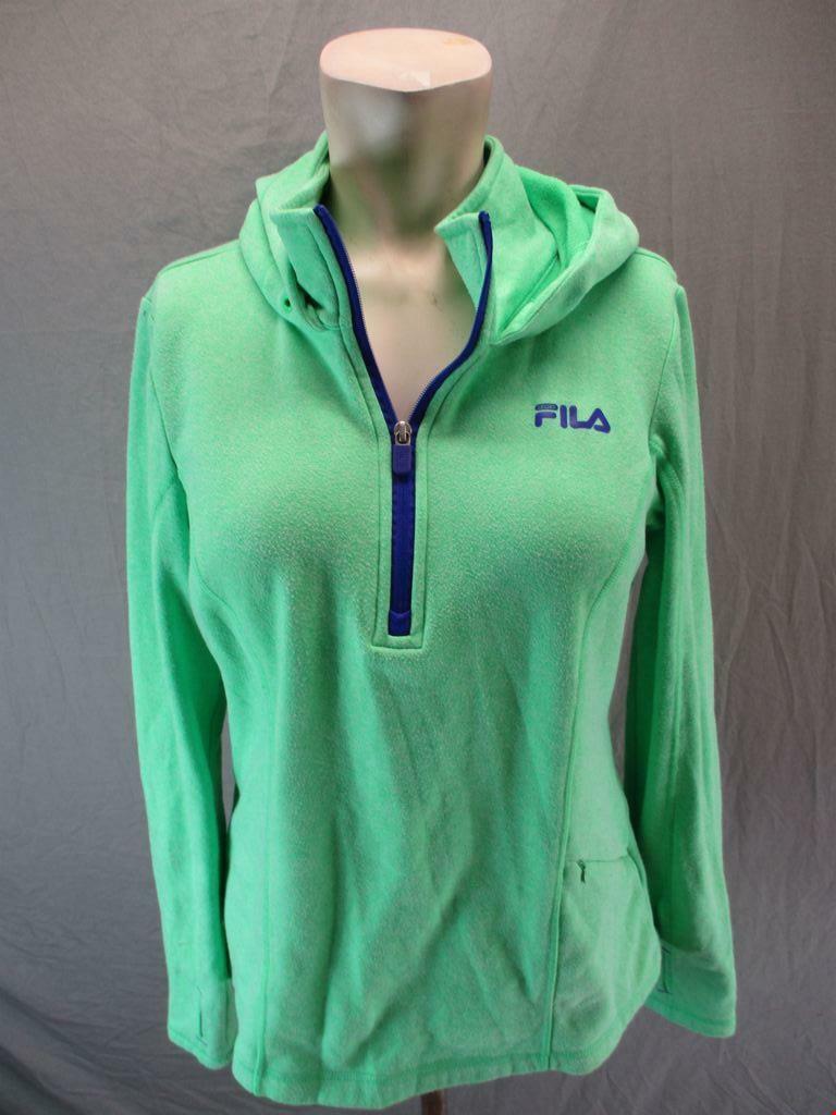 Felpa con cappuccio pullover FILA taglia S donna verde atletica manica lunga 1 2 zip 6G244