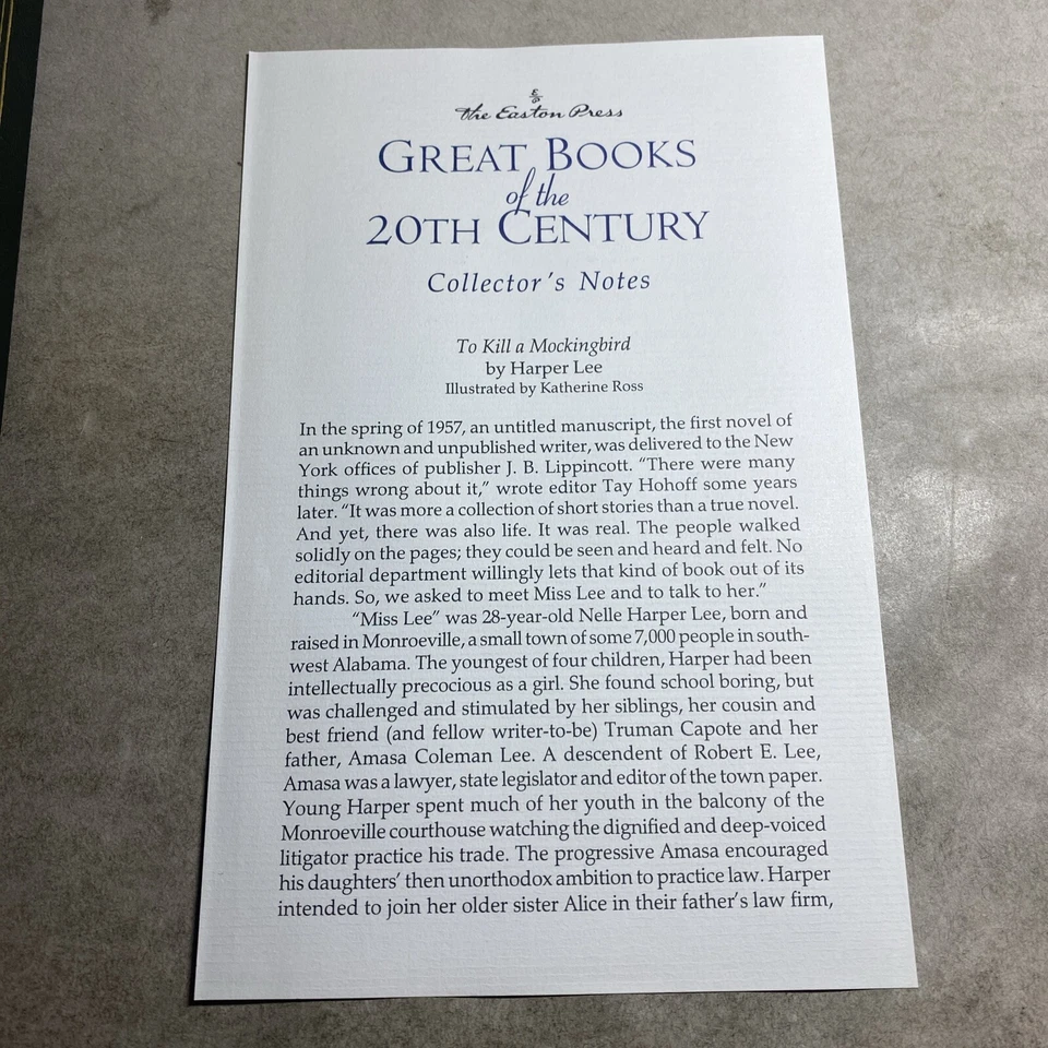 Easton Press: To Kill a Mockingbird, Leatherbound - Harper Lee / GEB Foto 4 de 4
