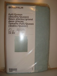 IKEA Bergpalm Full/queen Duvet Cover and 2 Pillowcases White/green Stripe