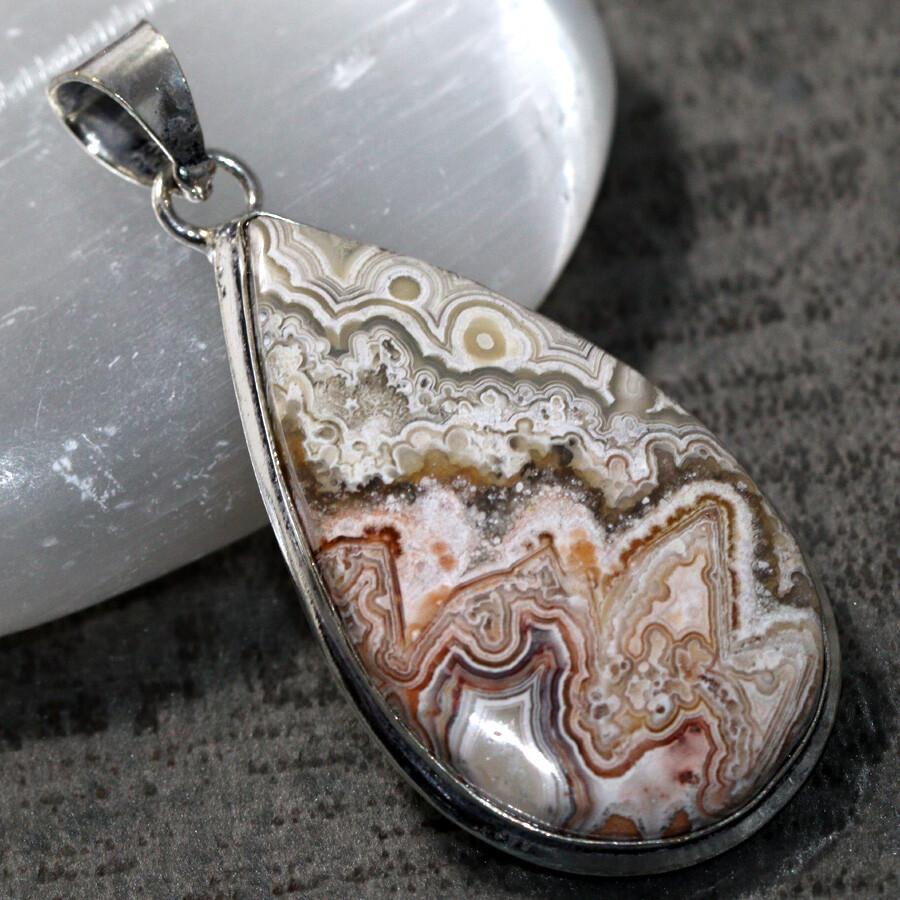 925 Silver Plated Mexican Laguna Lace Ethnic Pendant Jewelry 2.1 Inches JW