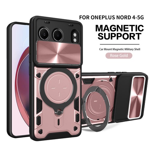 For OnePlus Nord 4, Luxury Armor Slide Lens Camera Magnetic Support Cover Case - Picture 15 of 23