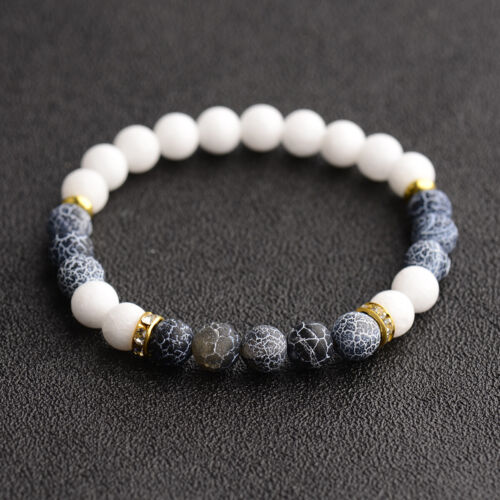 2023 Charm Schwarz Natur Lava Stein Eule Löwe Perlen Manschette Yogo Armreif Armbänder - Bild 10 von 68