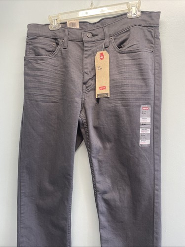Pantalones de mezclilla Levi’s 511 ajustados elásticos para hombre 34x34 5 bolsillos grises se sienta debajo de la cintura - Imagen 8 de 16