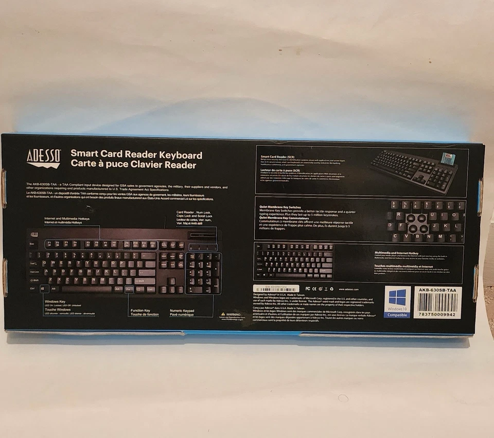 ADESSO Card Reader Keyboard Model (AKB-630SB-TAA) - Image 3 of 4
