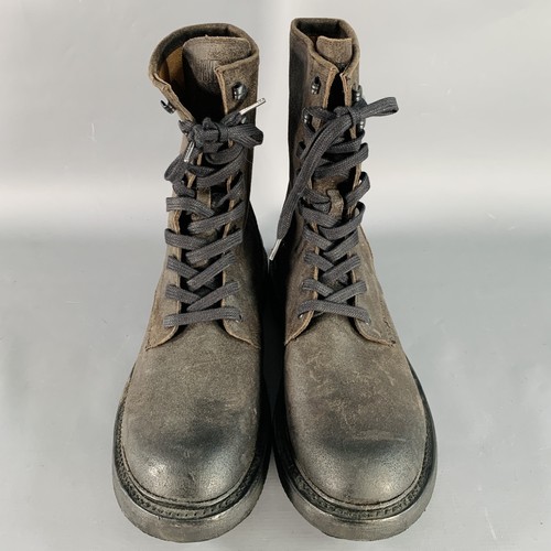 Botas con cordones de cuero rugoso texturizado marrón chocolate negro talla 10 FRYE - Imagen 4 de 8