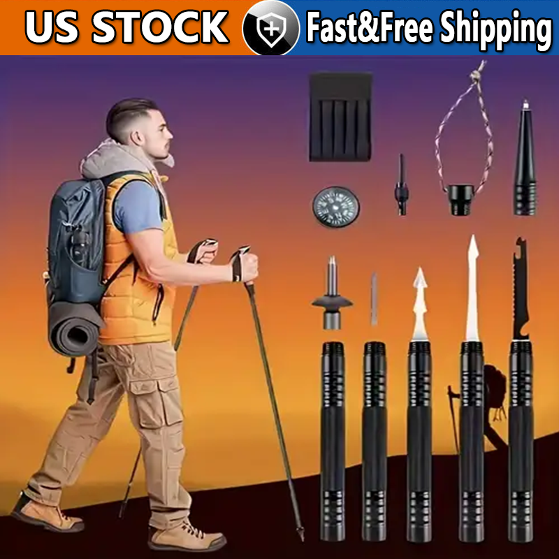 Walking Stick Multi Purpose Trekking Pole Foxelli Folding Aluminum Trekking Poles Walking Hiking Sticks